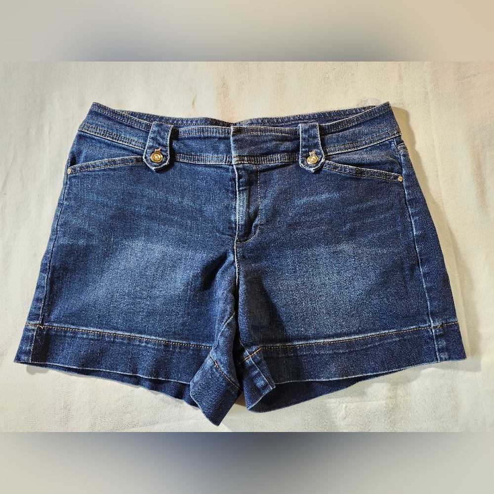 White House Black Market Blue Distressed Jean Shorts 8